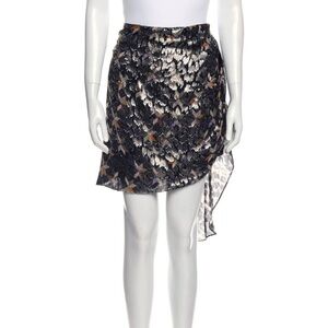 Isabel Marant Black Metallic Floral-Accent Skater Skirt